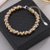 European and American cross-border fashionable and simple color-blocking titanium steel bracelet with circular beaded weaving, retro and individual, versatile bracelet accessory Specification image